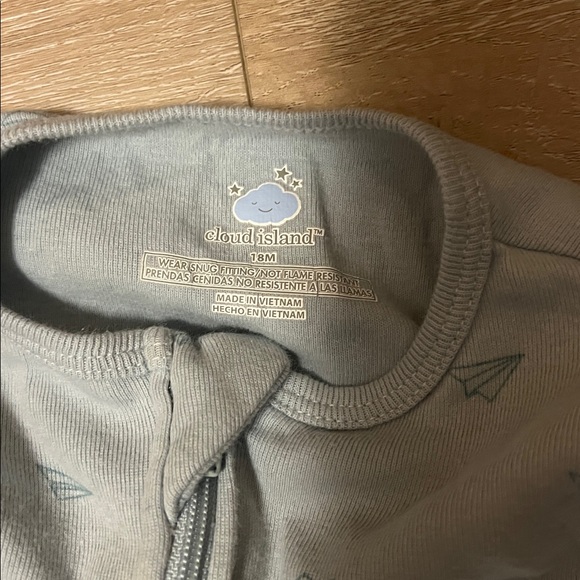 Cloud Island Kids One Piece Footies - Blue and White - Picture 2 of 5